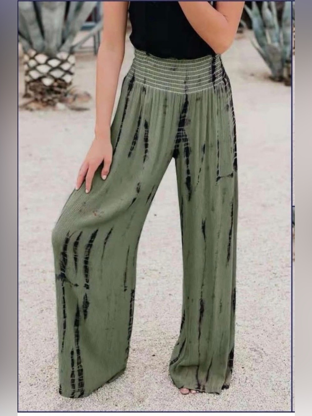Smocked Tie-Dye Wide Leg Pants 💚